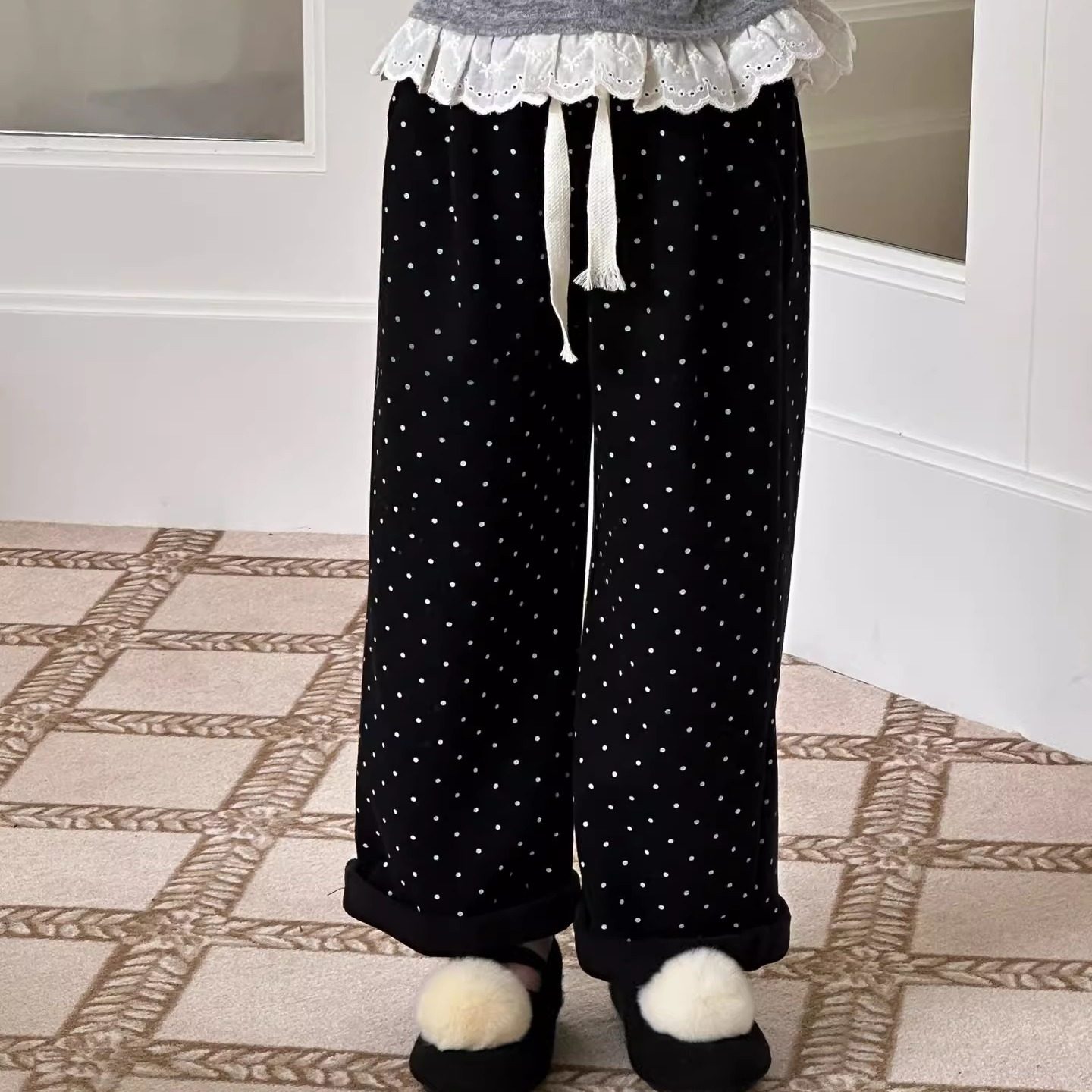 儿童休闲裤冬季新款一体绒加绒保暖宽松显瘦直筒裤女童百搭长裤潮,淘宝优惠券,粉丝福利购,淘宝优惠卷