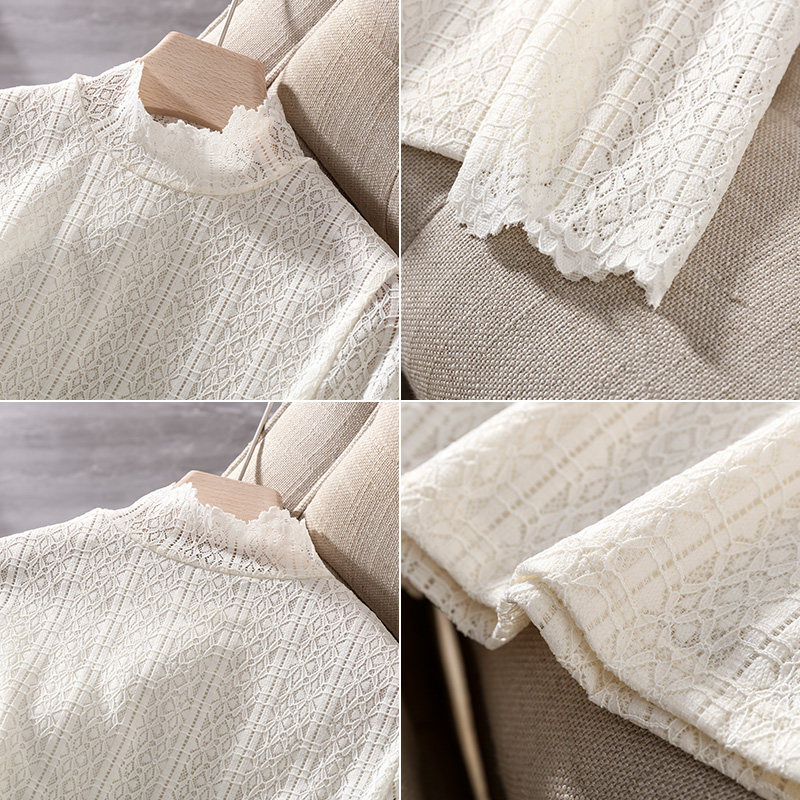 半高领蕾丝2022新款春秋洋气打底衫 德俪歌蕾丝衫/雪纺衫