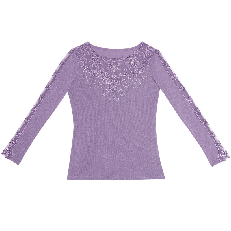 蕾丝秋冬百搭网纱低领加绒洋气内搭 德俪歌蕾丝衫/雪纺衫