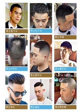 理发店男士发型图片美发店装饰画新潮发廊海报墙贴男士短发自粘的