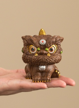 国潮佛山舞狮醒狮创意摆件感小众桌面茶桌装饰工艺品生日礼物