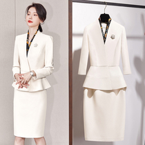High-end Professional Woman Skirt Suit Rice White Suit Jacket Western Suit Fashion Business Positive Dress Female Beautician work clothes