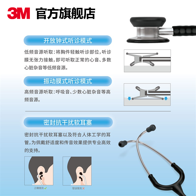 3M听诊器医用Littmann儿科专业双面型听诊器美国原装进口 - 图3