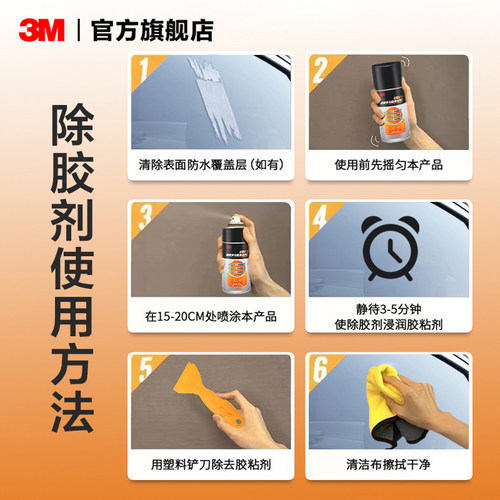 3M强力除胶剂家用万能去胶带粘痕汽车专用去胶清除剂玻璃除胶溶解 - 图3