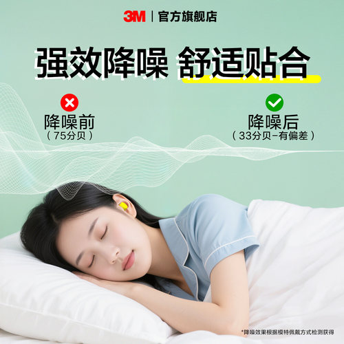 3M隔音耳塞睡眠超级降噪专用工业睡觉防打呼噜神器 - 图1