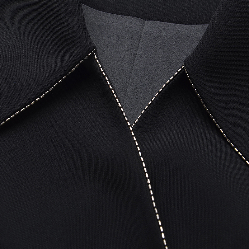 YES BY YESIR叶谦原创设计师设计感气质黑色网纱拼接连衣裙 - 图2