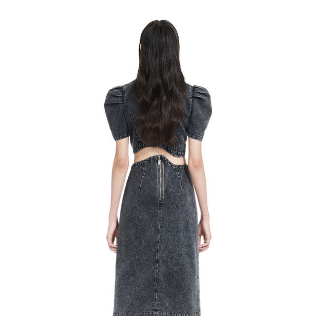 Y2K ແບບ retro denim wavy top