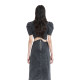 Y2K ແບບ retro denim wavy top