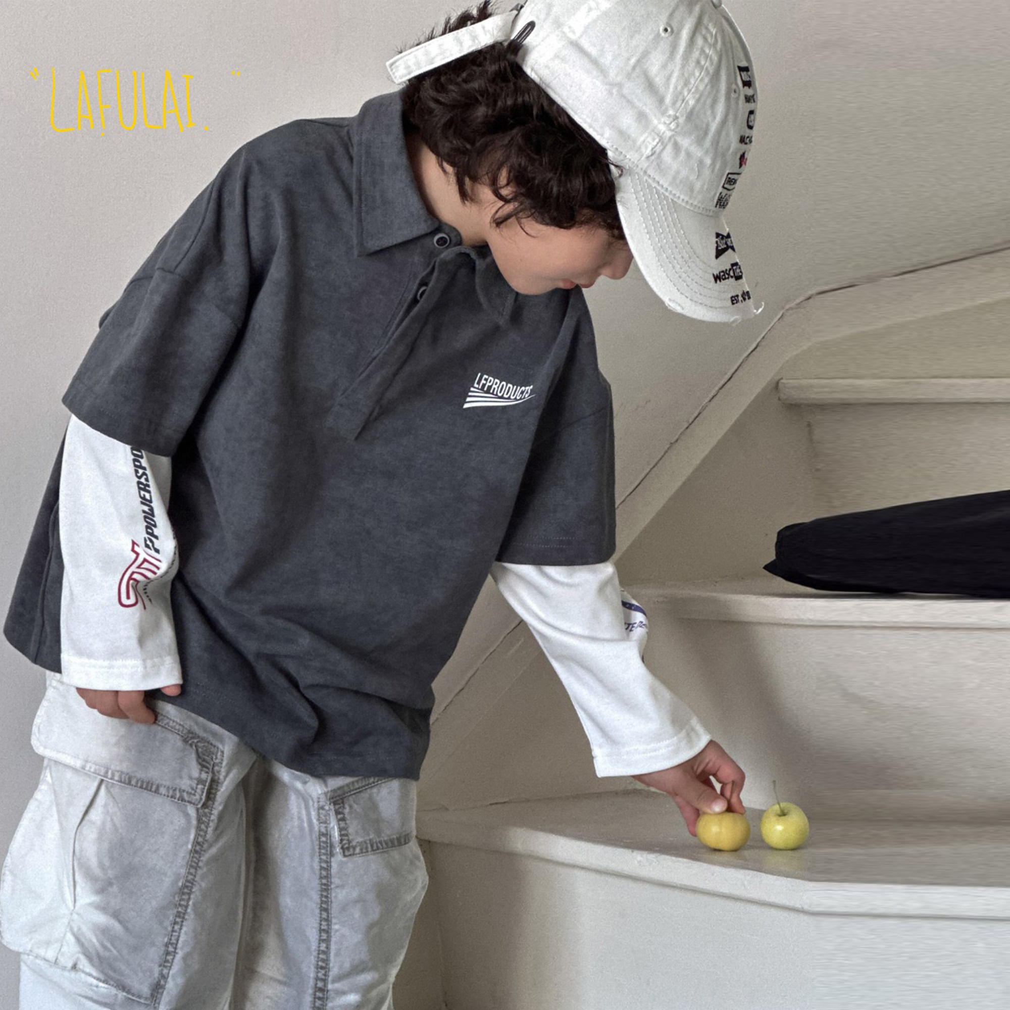 啦芙莱童装2025春季新款男儿童长袖POLO衫潮宝假两件拼接卫衣9869,淘宝优惠券,粉丝福利购,淘宝优惠卷