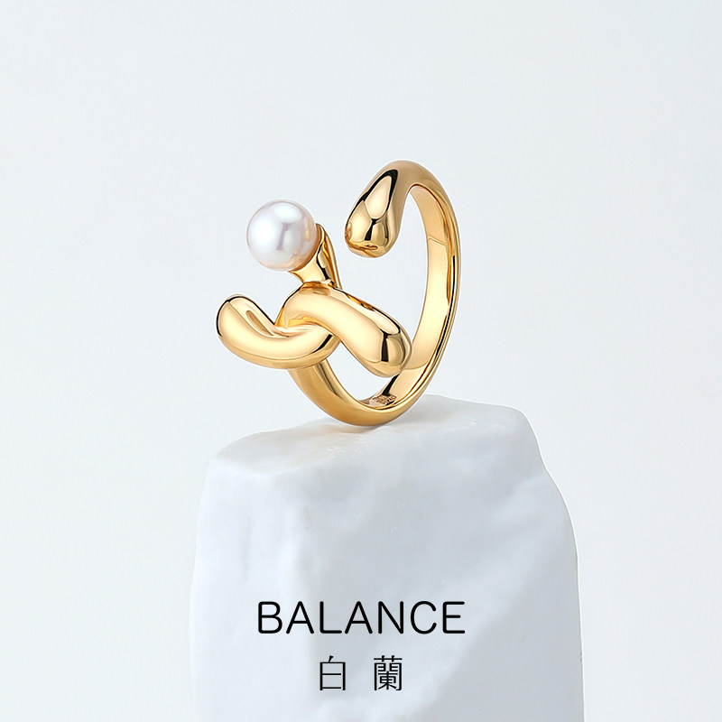 白兰天然淡水珍珠女小众素圈戒指 bn戒指/指环
