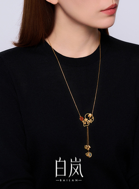 【12月上新】白岚珍宝葫芦项链黑贝玛瑙毛衣链女独特首饰XL6029