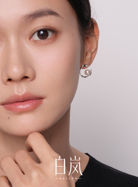 白岚卷叶珍珠耳钉女简约小众百搭新款精致原创设计饰品ED5185-T