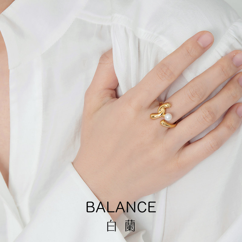 白兰天然淡水珍珠女小众素圈戒指 bn戒指/指环