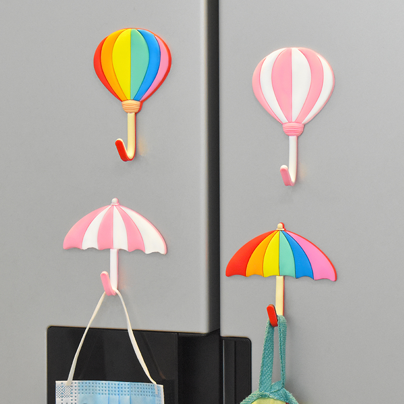 彩虹雨伞热气球软胶挂钩冰箱贴北欧ins磁力可爱粉色冰箱装饰磁吸
