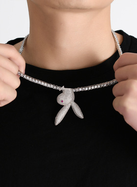 欧美跨境吊坠红眼兔子微镶锆石