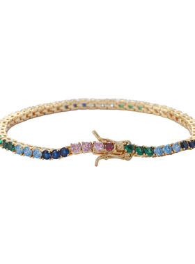 3mm彩色锆石网球项链铜微单排