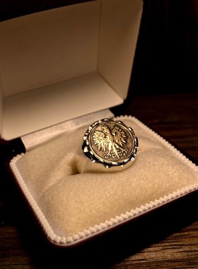 新品男士纯银复古钱币戒指厚重款