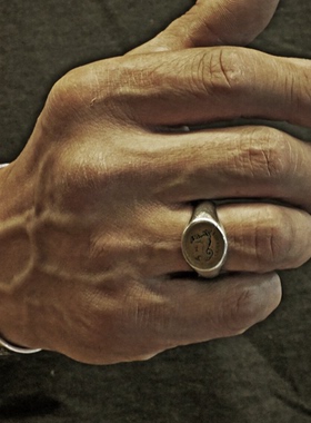 新品情侣款银铜复古星座戒指厚重