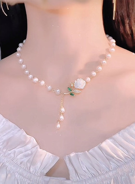 山茶花淡水珍珠项链女小众高级感