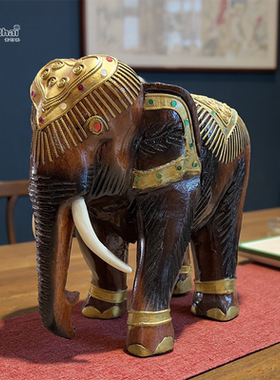 泰国进口实木雕刻大象摆件