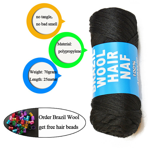 Brazil wool hair brazilian yarn 黑人假发线脏辫大辫子超轻发丝 - 图0