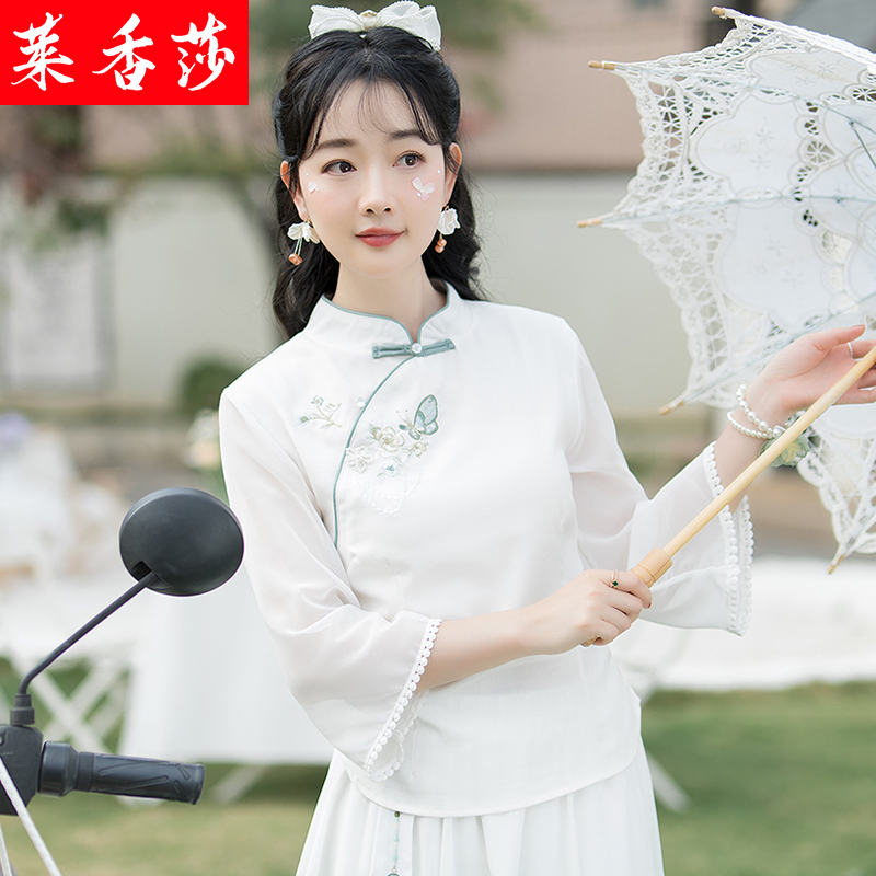 夏季中国风仙气禅意茶艺服民国汉服 莱香莎上衣