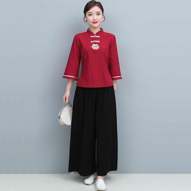 中式唐装禅修居士服中国风瑜伽服 莱香莎上衣