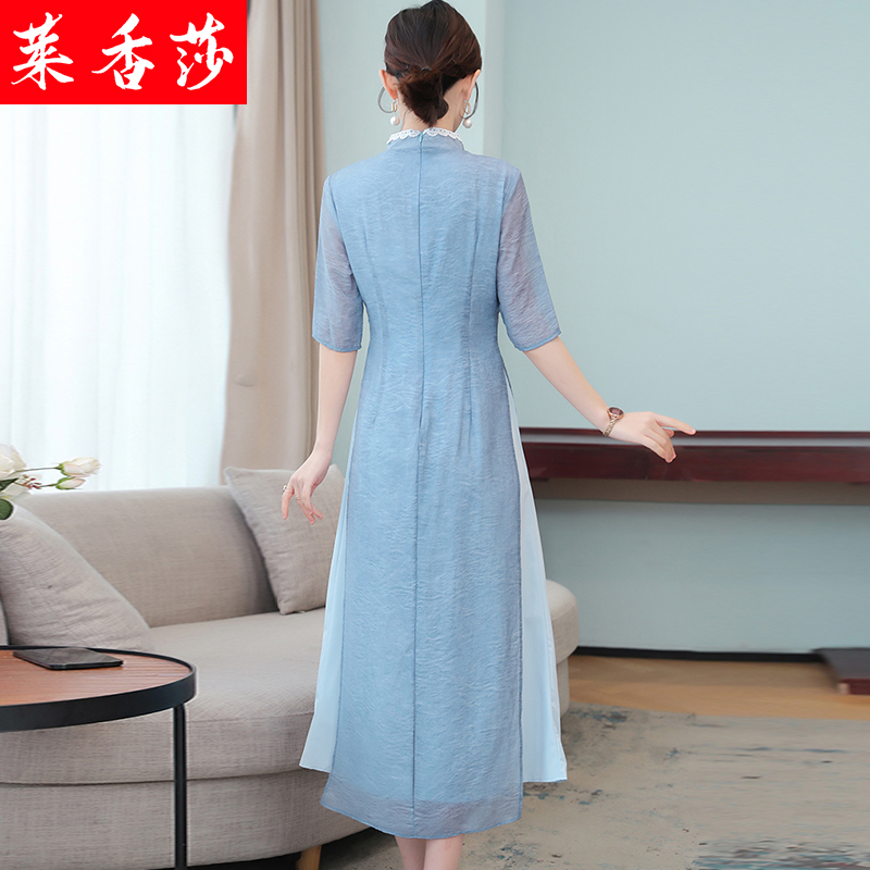 中国风汉服夏装茶艺服装改良连衣裙 莱香莎连衣裙