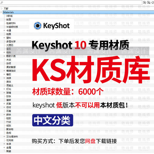 keyshot10材质包硅胶布料纸张宝石陶瓷皮革珍珠海绵KS中文纹理库-图1