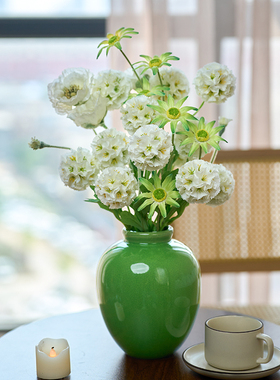 喜莱卡仿真花假花客厅摆设餐桌玄关茶几绿花瓶装饰品插花花艺摆件