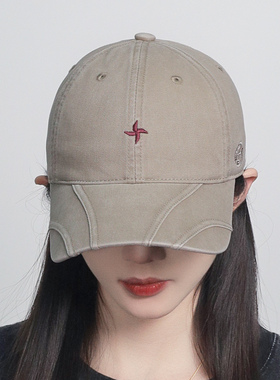 解构拼接帽檐鸭舌帽男女