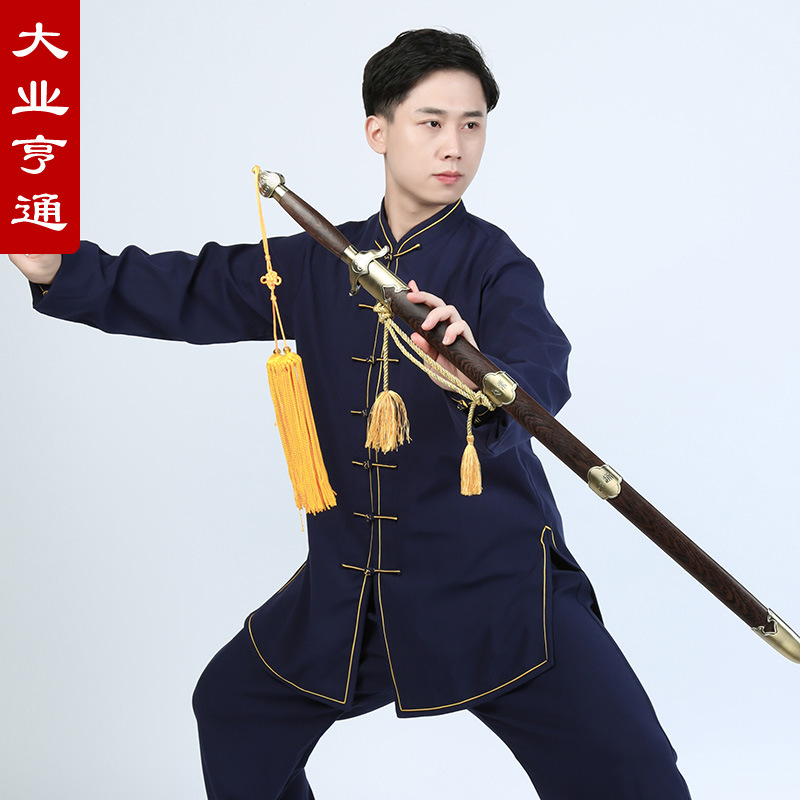 棉麻太极服秋冬季加厚保暖大业亨通太极拳练功服男2019新款加绒女-图2