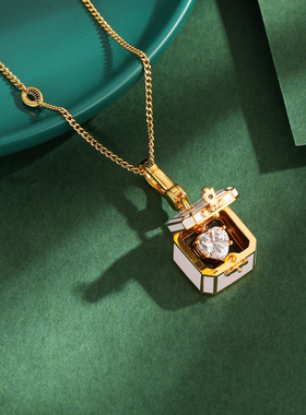 粉色可打开戒指盒吊坠项链挂坠