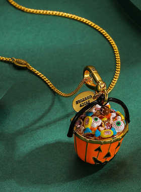 珐琅万圣节南瓜桶吊坠项链钥匙扣