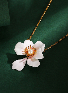 时尚新款珐琅釉镶嵌女白色珍珠