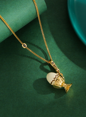 小众设计珐琅彩釉彩蛋可打开吊坠