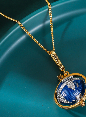 立体时尚蓝色地球仪吊坠