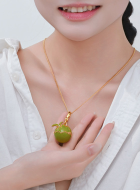 镶钻珐琅可打开椰子蛋吊坠度假风