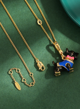 黑色雪纳瑞小狗吊坠项链