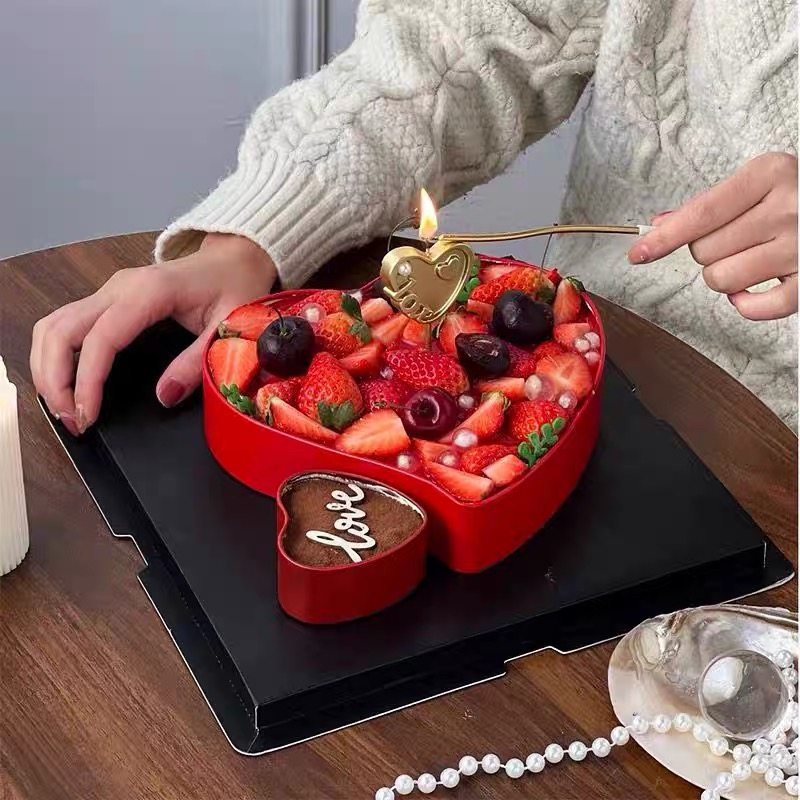 214情人节红色马铁口爱心慕斯蛋糕盒情侣告白爱心蜡烛蛋糕插件,淘宝优惠券,粉丝福利购,淘宝优惠卷