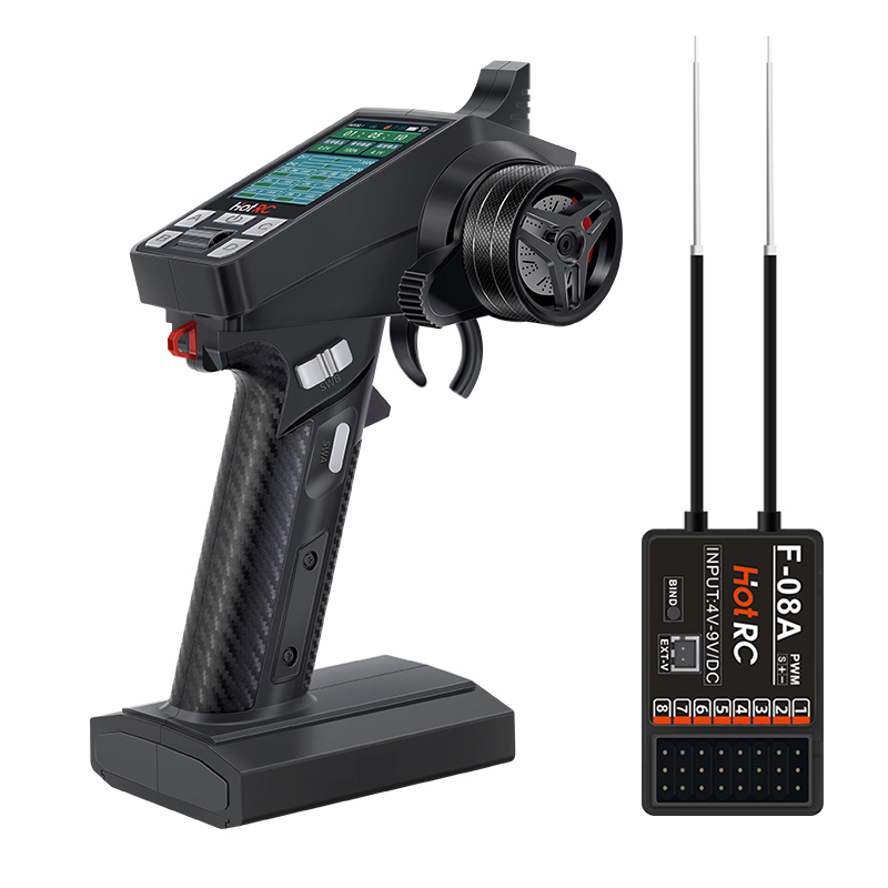 hotrc ct-8a 遥控器 8通道枪控 RC模型车 船遥控器 大屏 金属手轮 - 图1