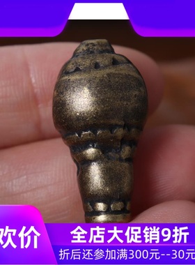 手工黄铜藏式素面佛头 藏传文玩三通配饰 菩提手串三通佛头配件qb