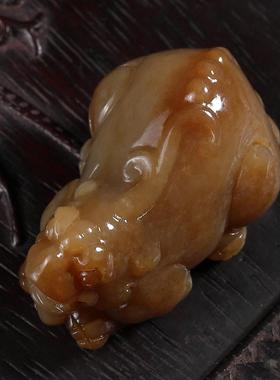 新疆天然和田玉糖玉俏色招财貔貅手把件 把玩 小摆件一级油润 hh0