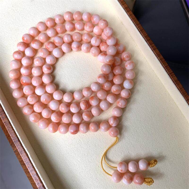 天然台湾莫莫珊瑚7.5mm佛珠手串手链原色momo有机宝石阿卡白粉颂,淘宝优惠券,粉丝福利购,淘宝优惠卷
