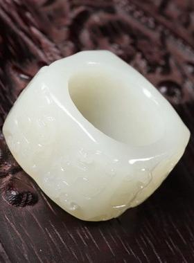 新疆天然和田招财貔貅扳指 戒指 兽面扳指 玉质油润 27-29圈号hh