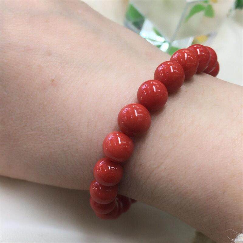 天然牛血红沙丁珊瑚圆珠手链手串8mm有机宝石阿卡深海红科西嘉颂,淘宝优惠券,粉丝福利购,淘宝优惠卷