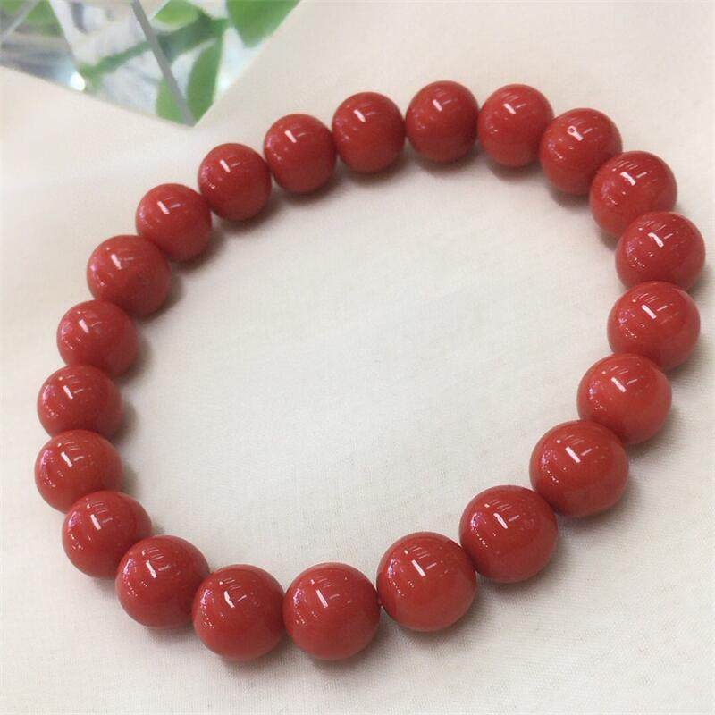 天然牛血红沙丁珊瑚圆珠手链手串8mm有机宝石阿卡深海红科西嘉颂,淘宝优惠券,粉丝福利购,淘宝优惠卷