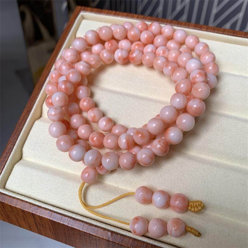 天然台湾莫莫珊瑚7.5mm佛珠手串手链原色momo有机宝石阿卡白粉颂,淘宝优惠券,粉丝福利购,淘宝优惠卷