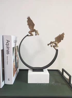 美式轻奢铸铁工艺品创意天使摆件办公桌玄关服装店前台装饰摆件