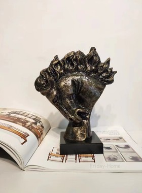 美式乡村铸铁工艺品马头摆件书桌办公桌玄关服装店装饰品摆件